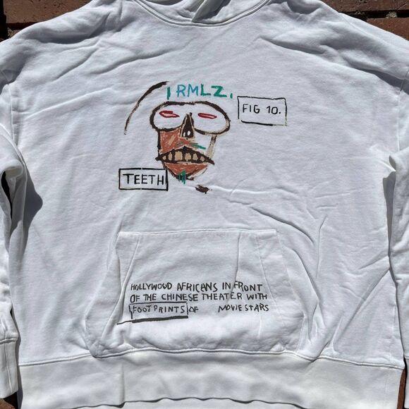 Rome Pays Off - Hoodie Mens Size L White - Jean Michel Basquiat Art - Picture 2 of 4